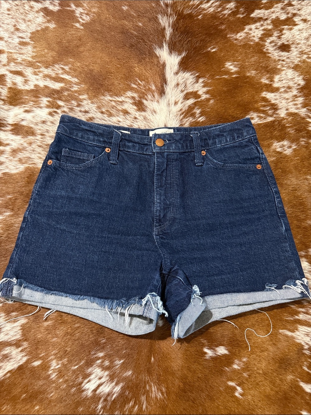 Dark Blue Denim Women's Rolled-Hem Shorts